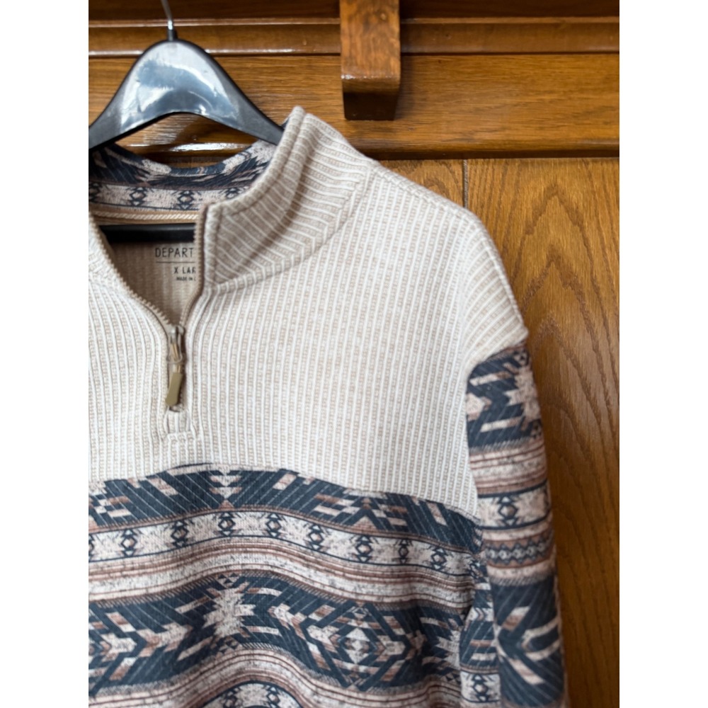 Buckle DepartWest Men's XL Quarter Zip Pullover Southwestern Pattern Sweater - Picture 3 of 8